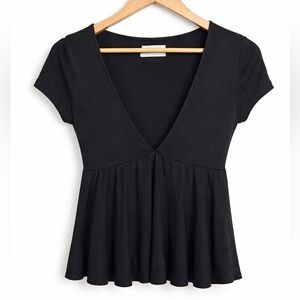 Urban Outfitters Black Babydoll Top Small V-Neck